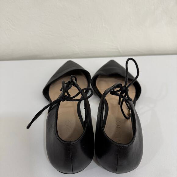 Aldo Black Leather Ankle Strap Pointed Toe Ballet Flats Size 7 - Picture 4 of 9